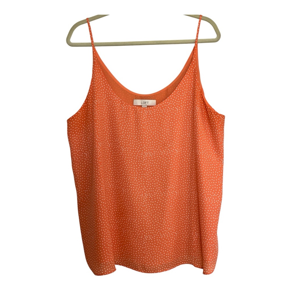 LOFT Camisole Tank Size XXL Coral Polka Dot Lined Lightweight Summer Staple